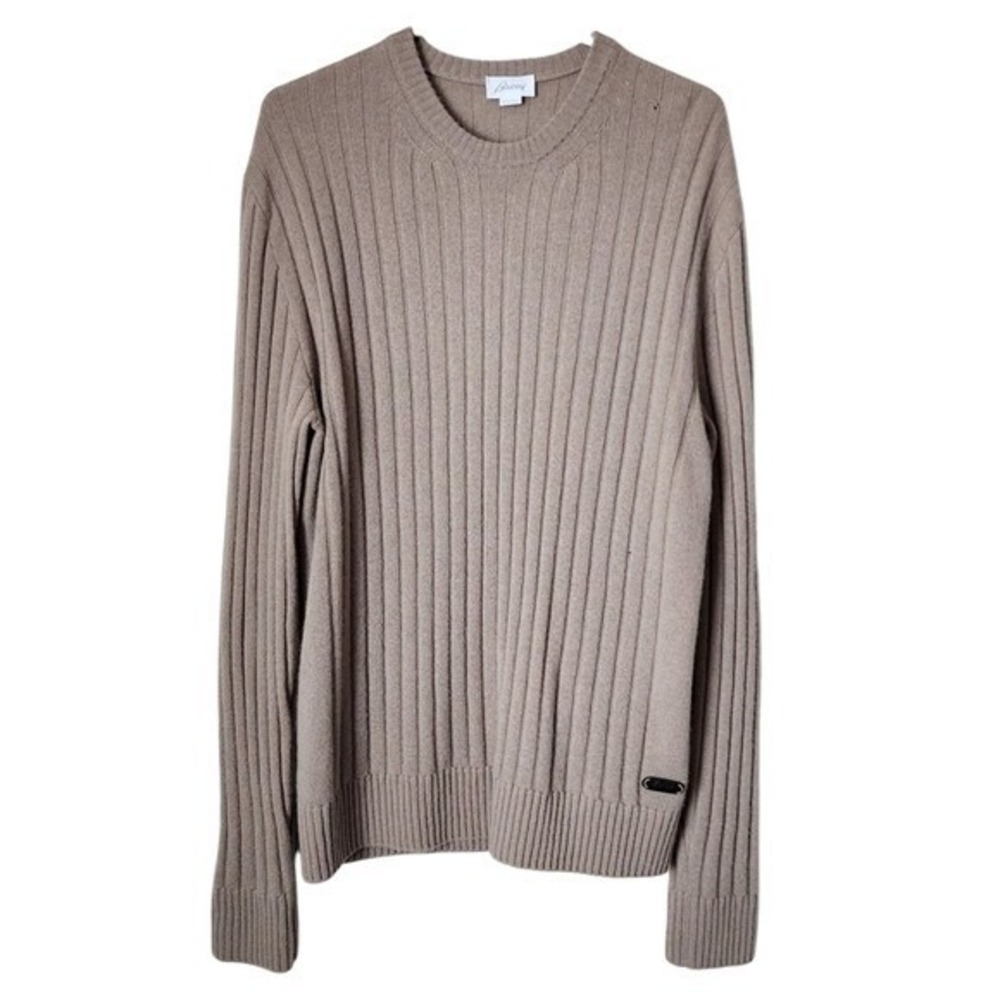 BRIONI 100% Cashmere Ribbed Knit‎ Fashion Jumper crewneck sweater oat 56